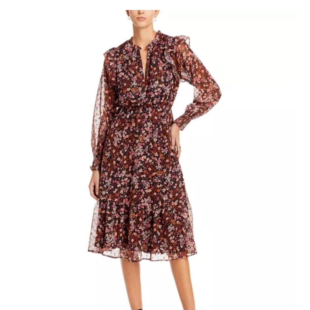 Koko + Mason NWT Ruffled Smocked Dress Long Sleeve Floral Print